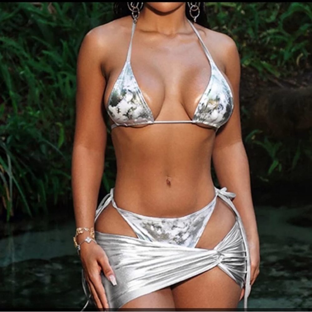 Silver Metallic Bikini Set